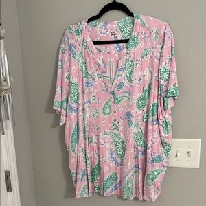 Kim Rogers Pink and Green Paisley Blouse